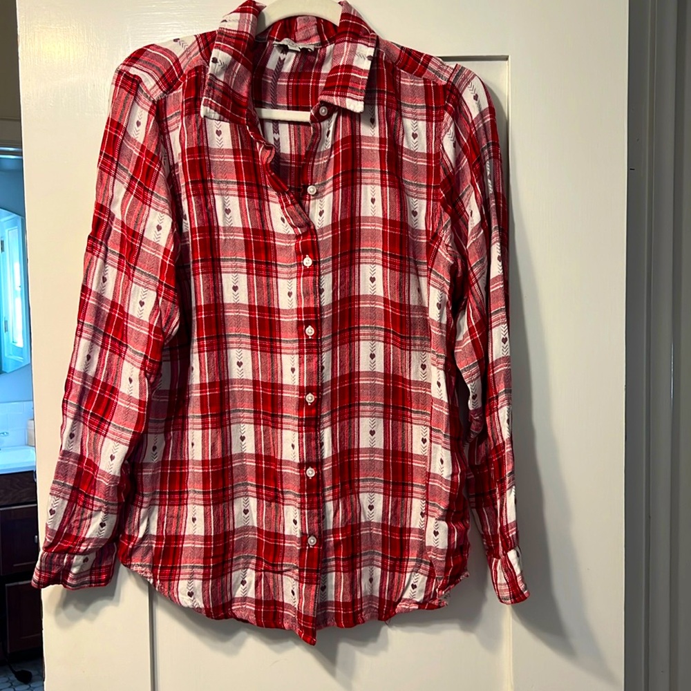 Lucky Brand Flannel Shirt with Heart Accents (M)